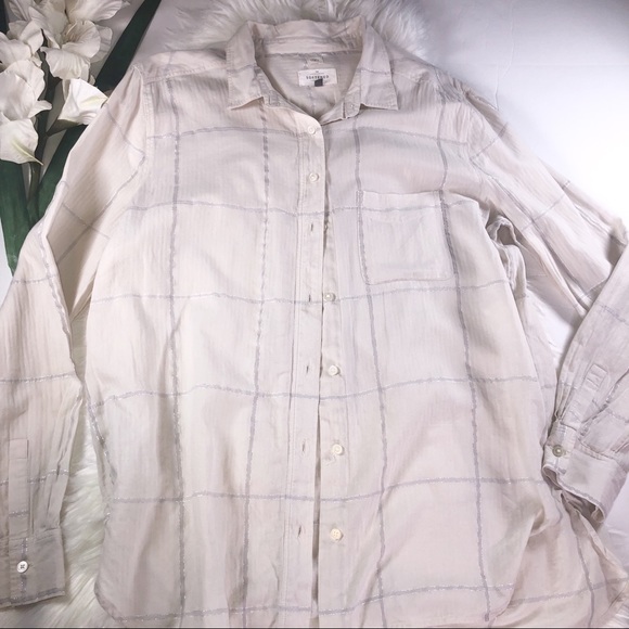 The Loft Cream striped softened button down shirt - Picture 5 of 10